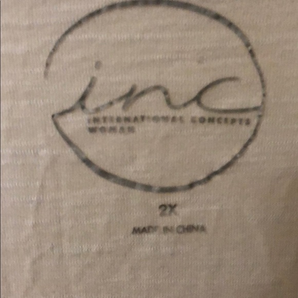 INC White shirt with silver beading detail. - Picture 3 of 5